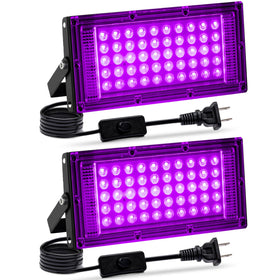 Akpgf 2 Pack 50W Black Light front view for vibrant glow party ambiance.
