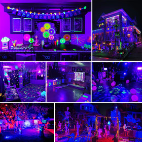 Akpgf 2 Pack 50W Black Light displays neon art and photography accents.