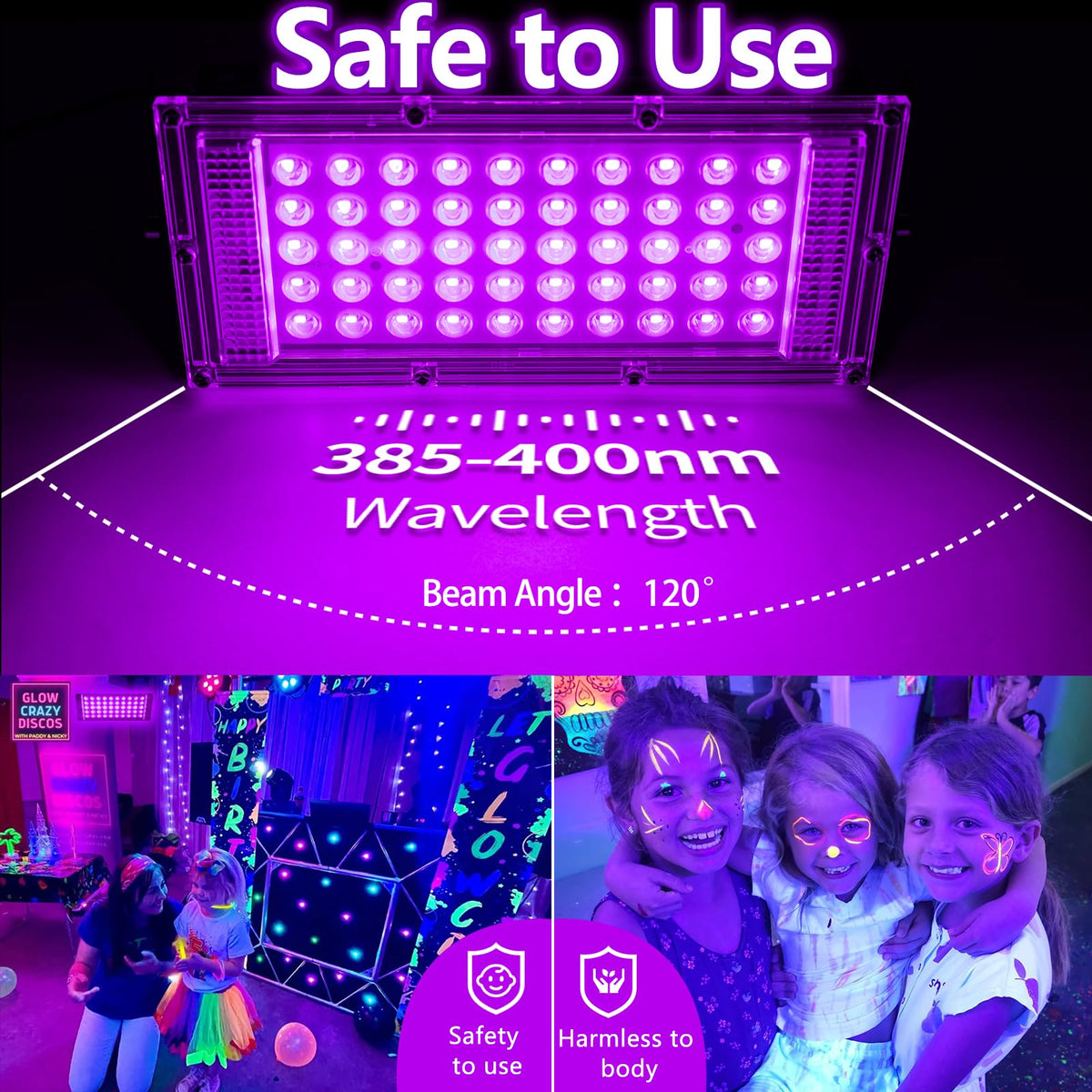 Akpgf 2 Pack 50W Black Light with US plug for quick setup.