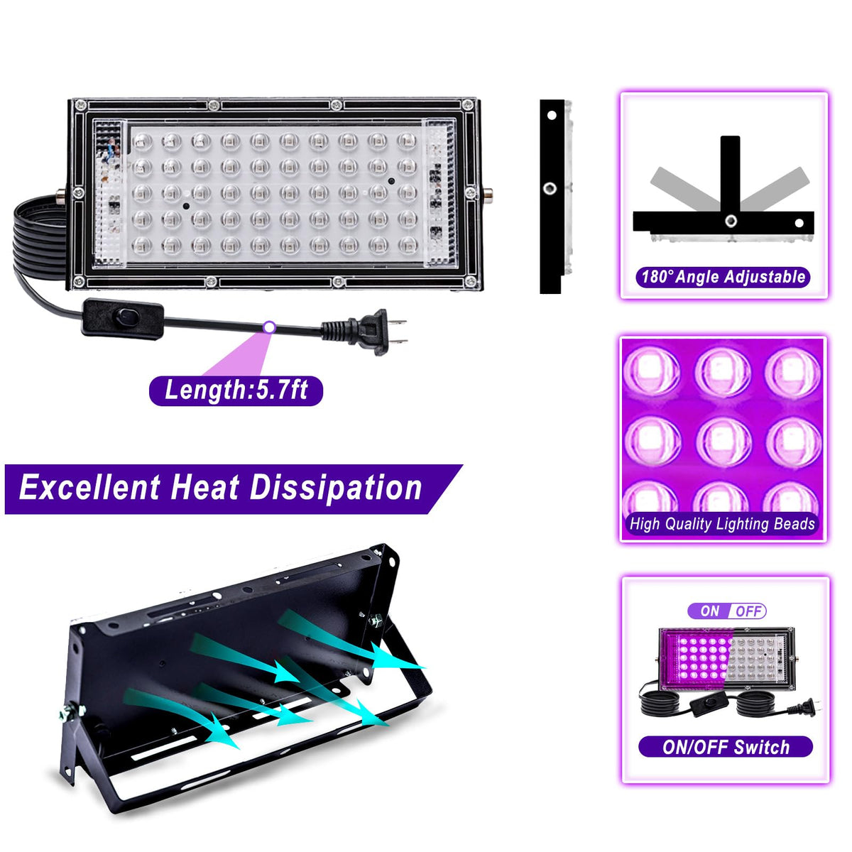 Akpgf 2 Pack 50W Black Light wall mount ready for dramatic neon effects.