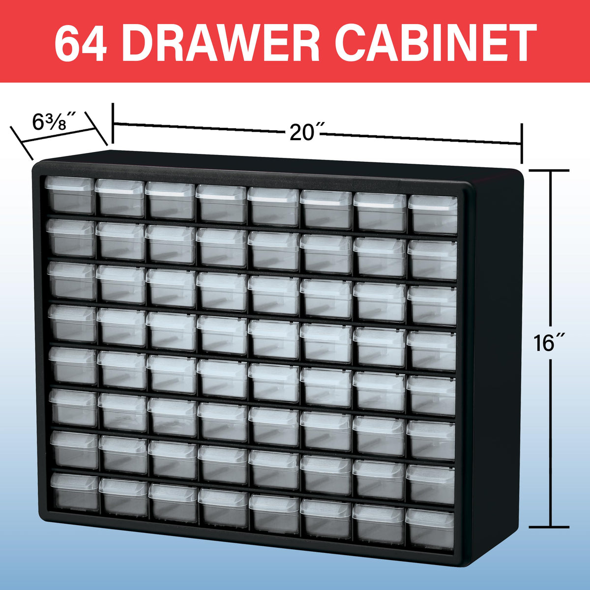 Akro-Mils 10164 side profile showing compact garage friendly design.