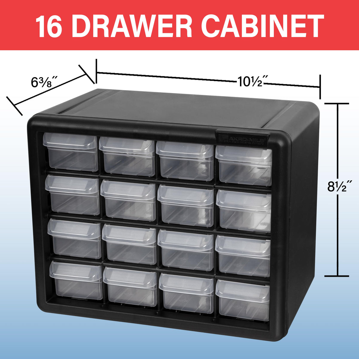 Akro-Mils 16-drawer cabinet drawer open for easy access to small parts
