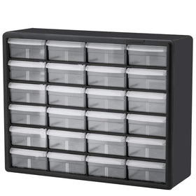 Akro-Mils 24-drawer cabinet front view in black for garage organization