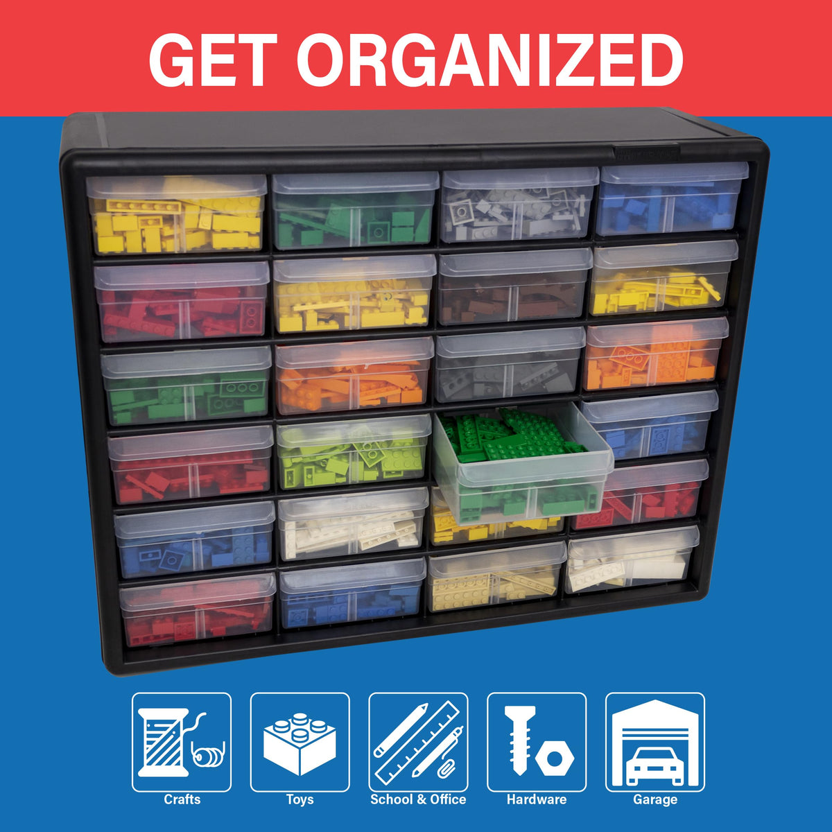 Akro-Mils classroom version keeps beads and crafts neatly stored for lessons