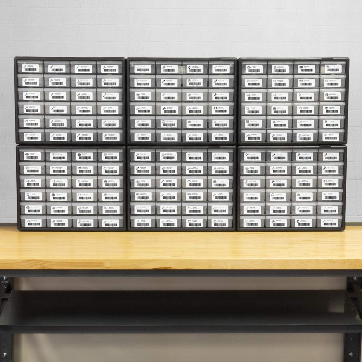 Akro-Mils 24-drawer cabinet stacked configuration for modular storage