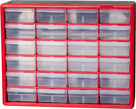 Akro-Mils cabinet keeps small items organized in makeup and hobby spaces.