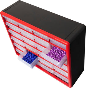 Akro-Mils 24-drawer cabinet suitable for classroom, workshop, or craft storage.