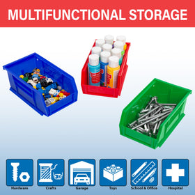 Akro-Mils AkroBins 30220 anti-slide stop maintains alignment when multiple bins are stacked.