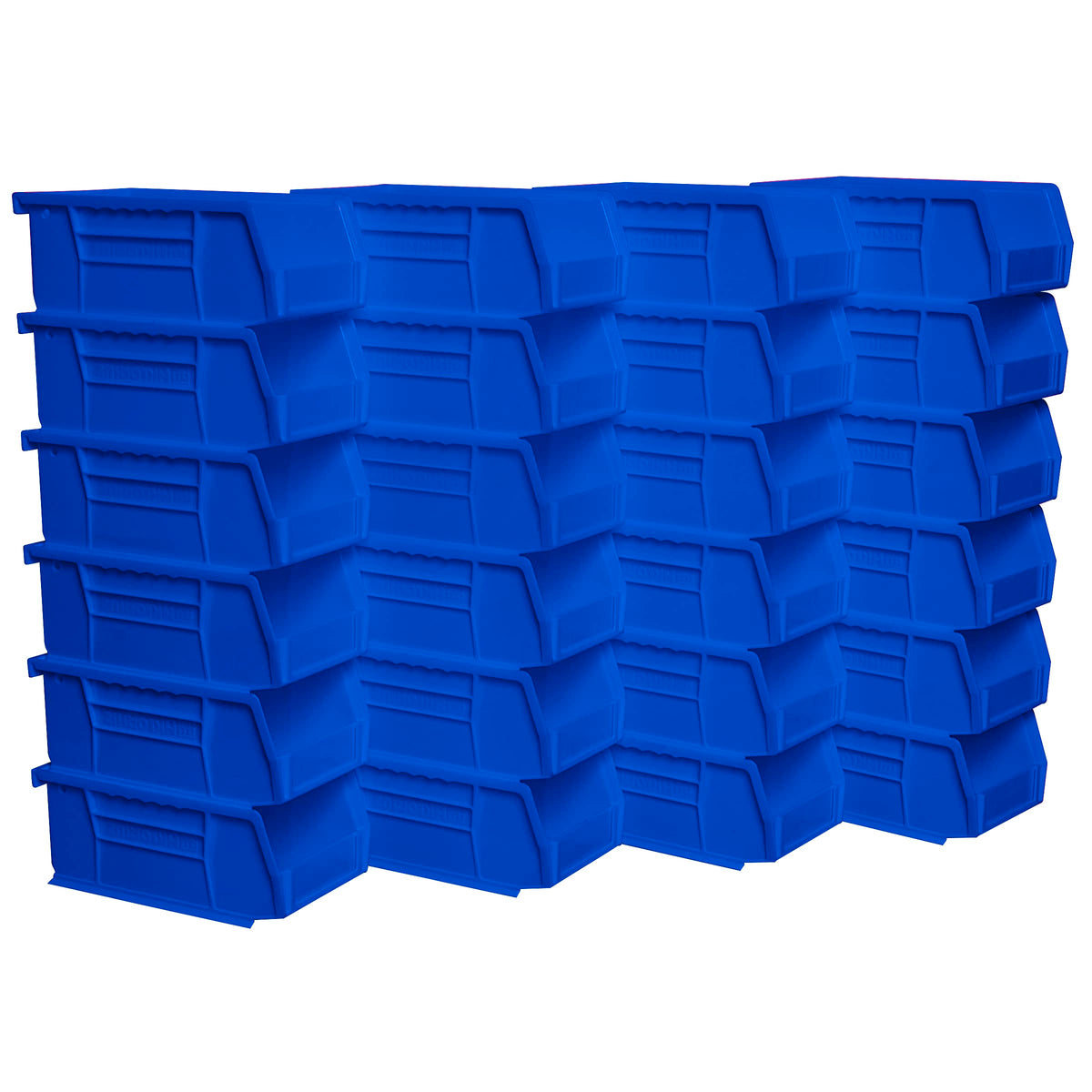 Akro-Mils AkroBins 30220 front view demonstrates stackable design for compact garage and pantry storage.