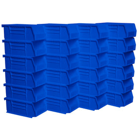 Akro-Mils AkroBins 30220 front view demonstrates stackable design for compact garage and pantry storage.