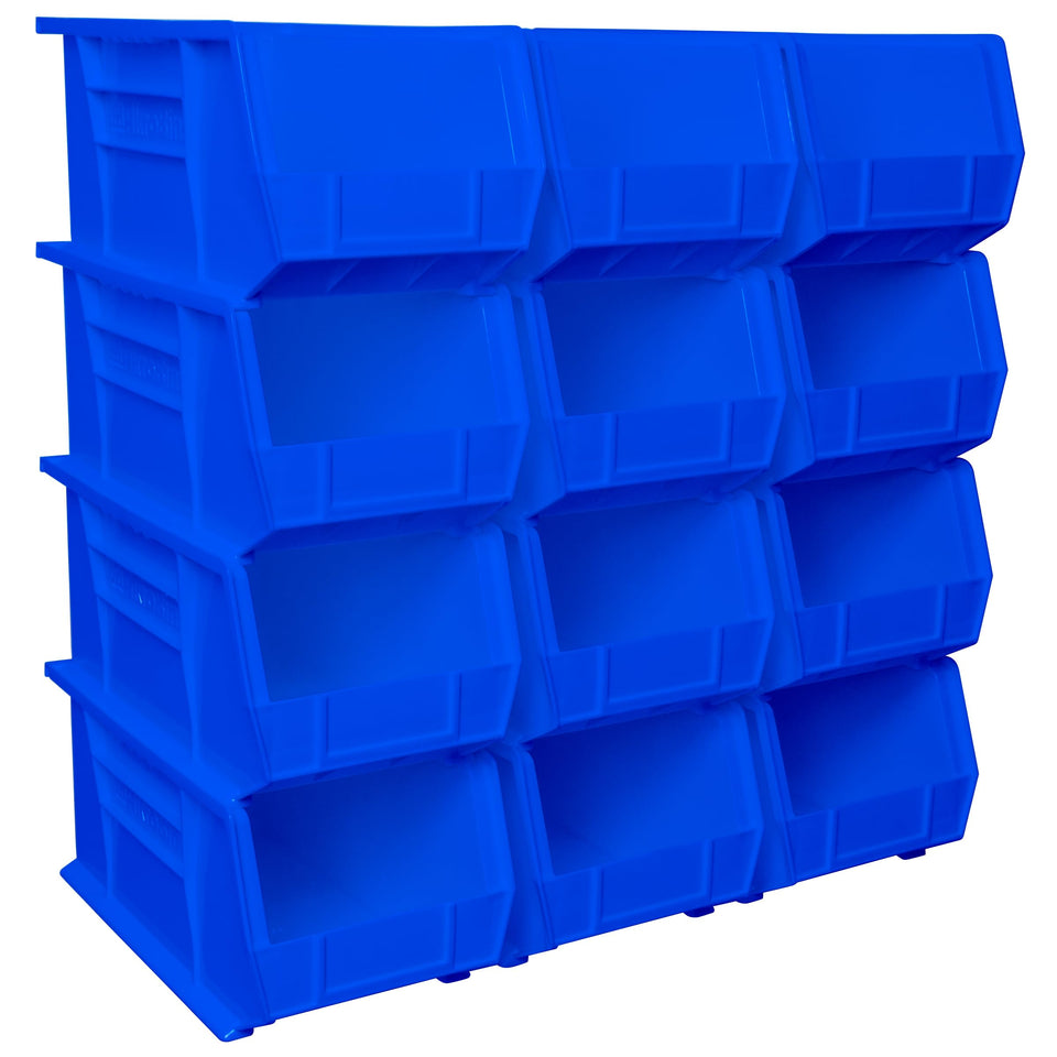 Akro-Mils AkroBins blue stack bin for durable garage organization and easy access