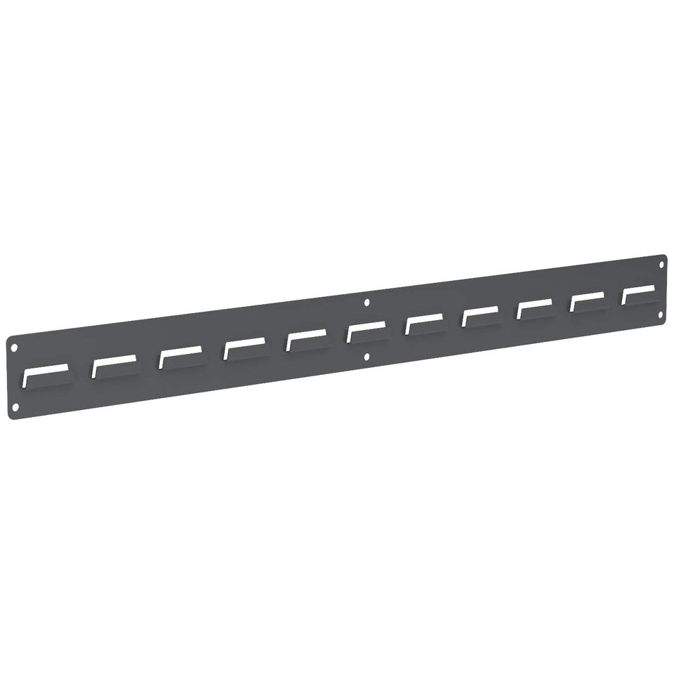 Akro-Mils 30632 wall rail close-up of steel louvers for durable garage storage.
