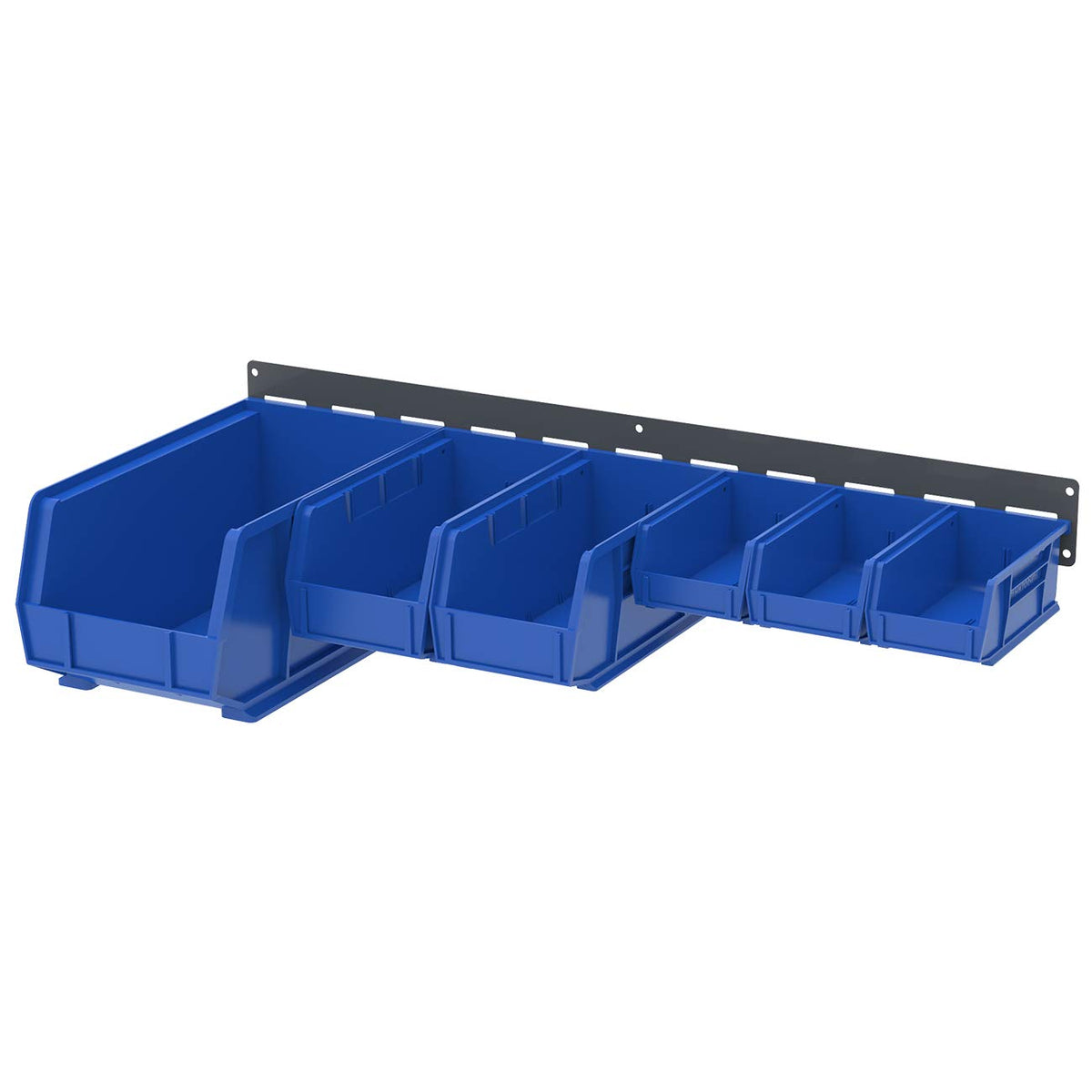 Akro-Mils 32-inch wall rail with clear dimensions for tool storage.