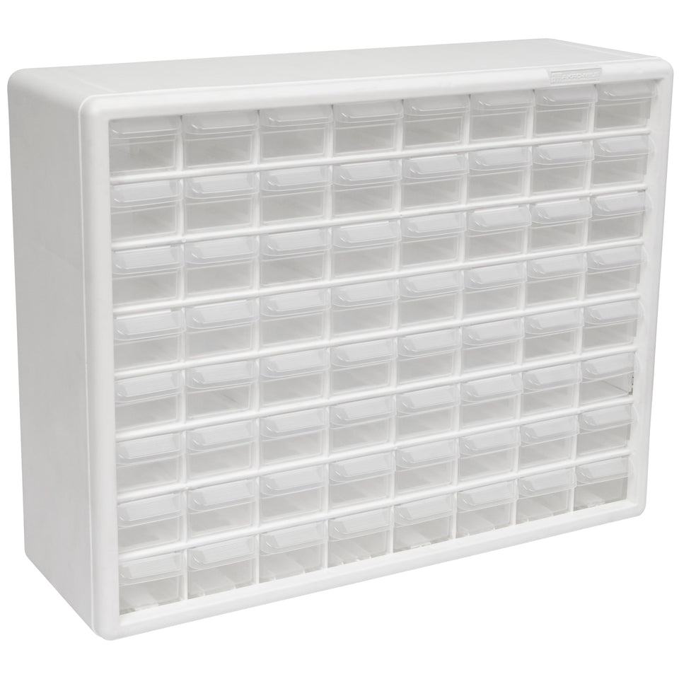 Akro-Mils 64-drawer cabinet front view for garage organization and tool storage