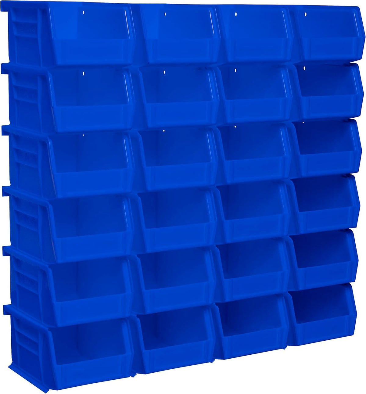 Akro-Mils AkroBins front view in blue for organized, easy-access storage.