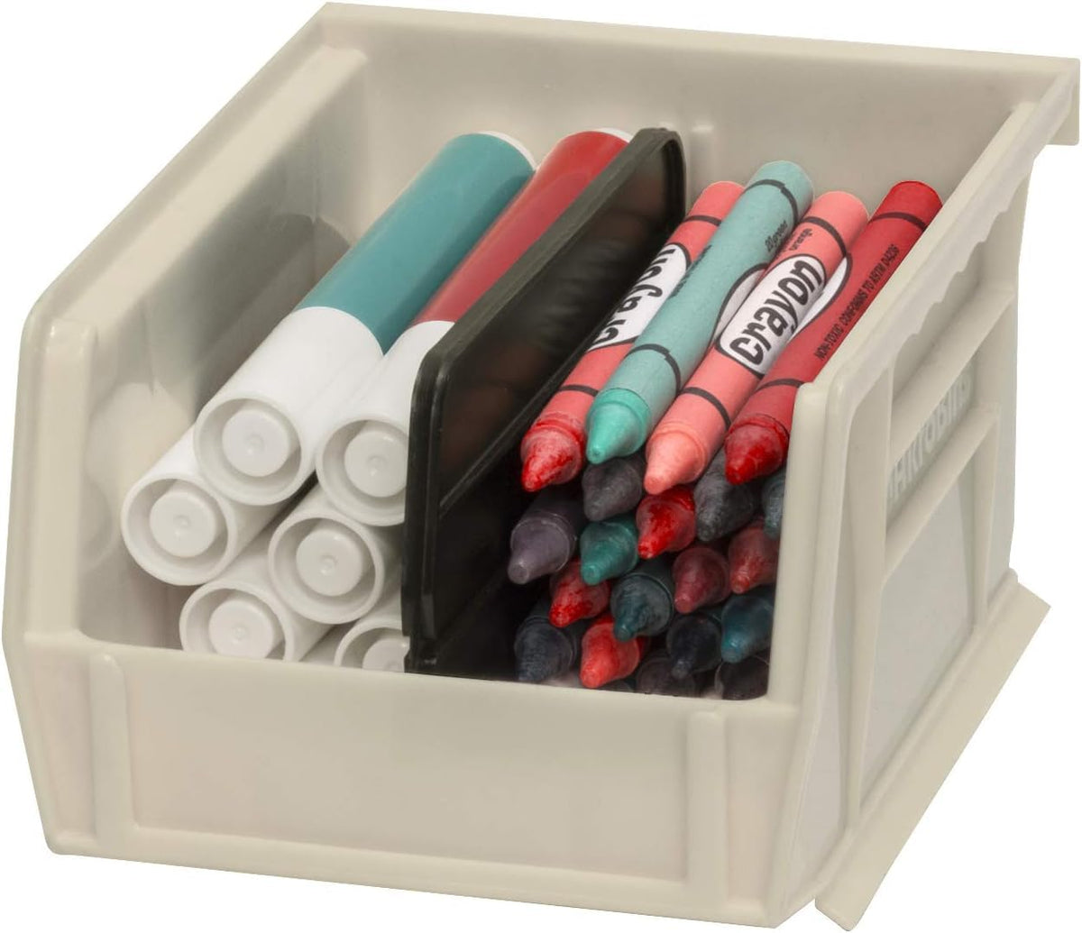 Akro-Mils AkroBins versatile uses in garage, pantry, and craft room.