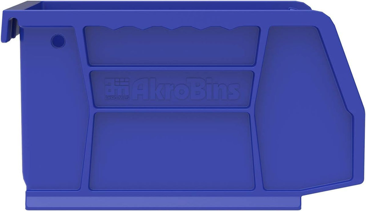 Akro-Mils AkroBins pantry and classroom storage blue keeps small items visible.