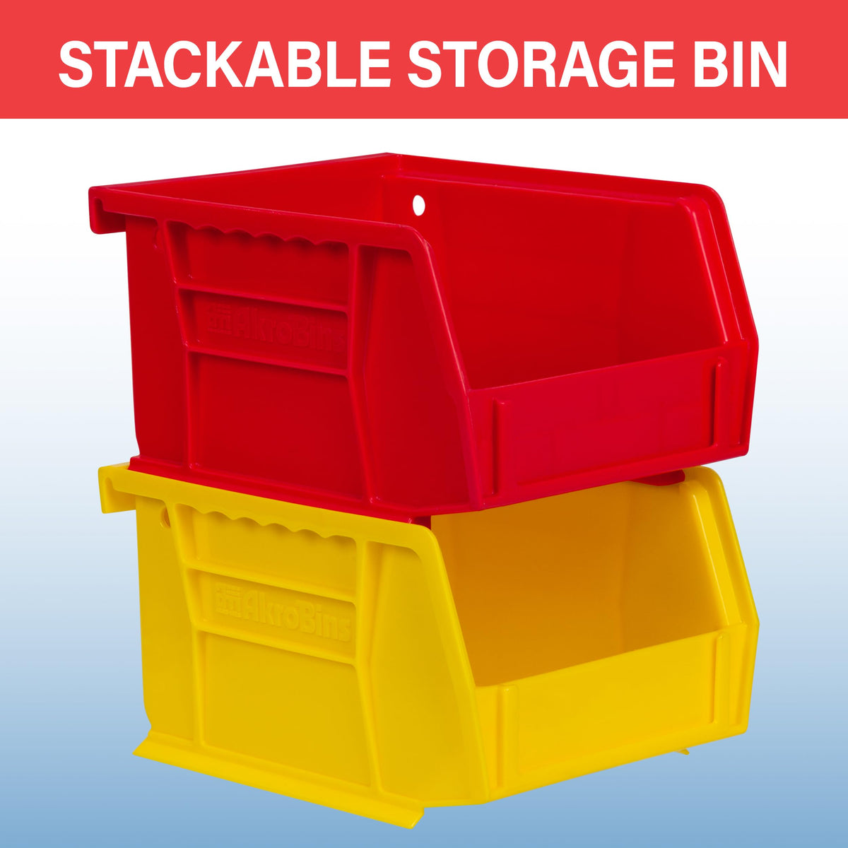 Akro-Mils AkroBins stacked ledge design enhances stability
