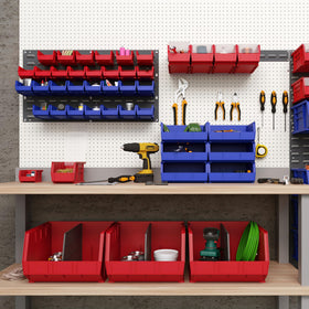 Akro-Mils powder-coated finish on rail resisting heavy-duty garage use.
