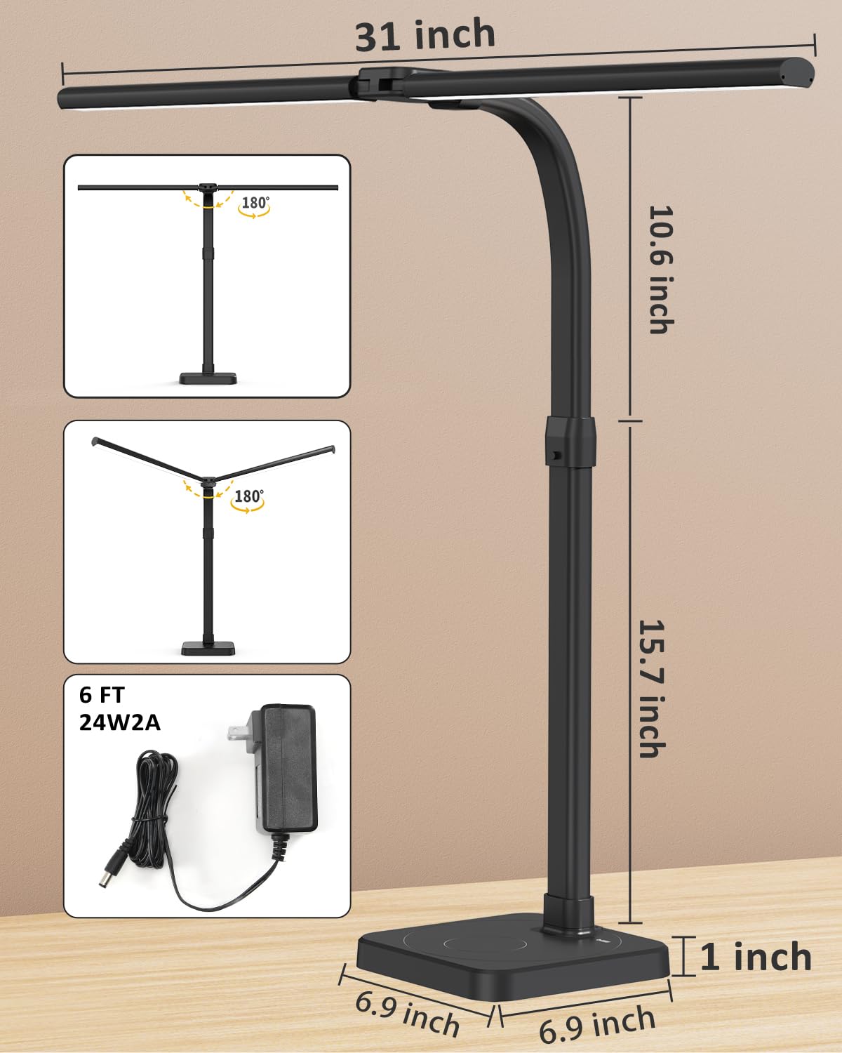 AKRRYR LED lamp with 5 brightness modes for tasks