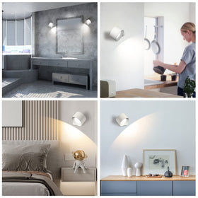 AKSDA battery-operated wall light in a bedroom for reading.