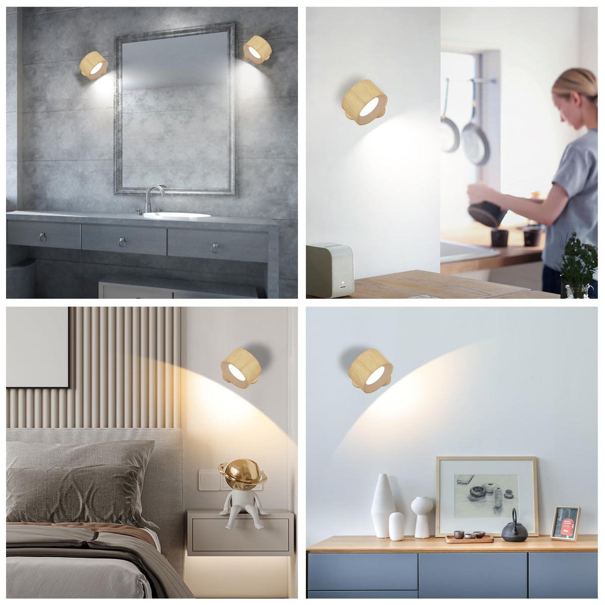 AKSDA wall light with USB Type-C charging port for flexible power options