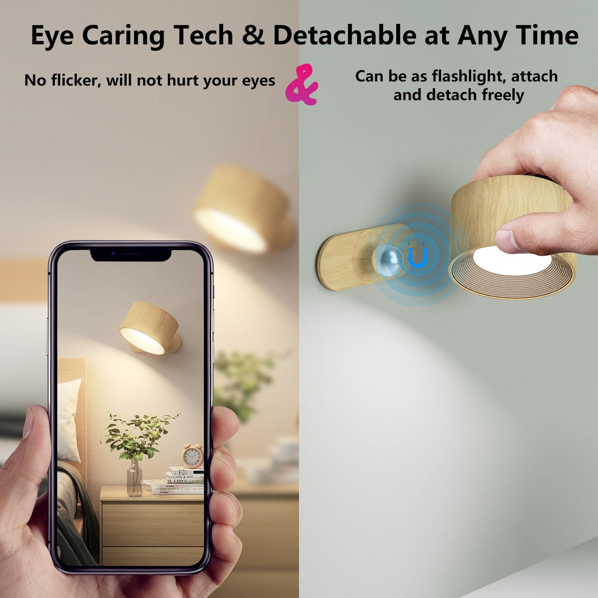 AKSDA wall light demonstrating touch control and adjustable brightness