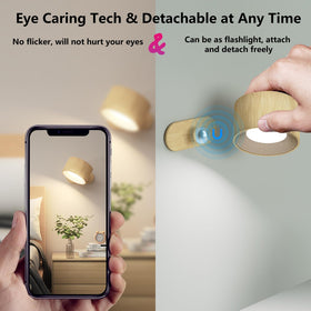 AKSDA wall light demonstrating touch control and adjustable brightness