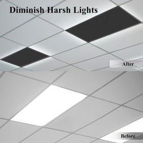 Aksipo drop ceiling shade panel softens overhead lighting.