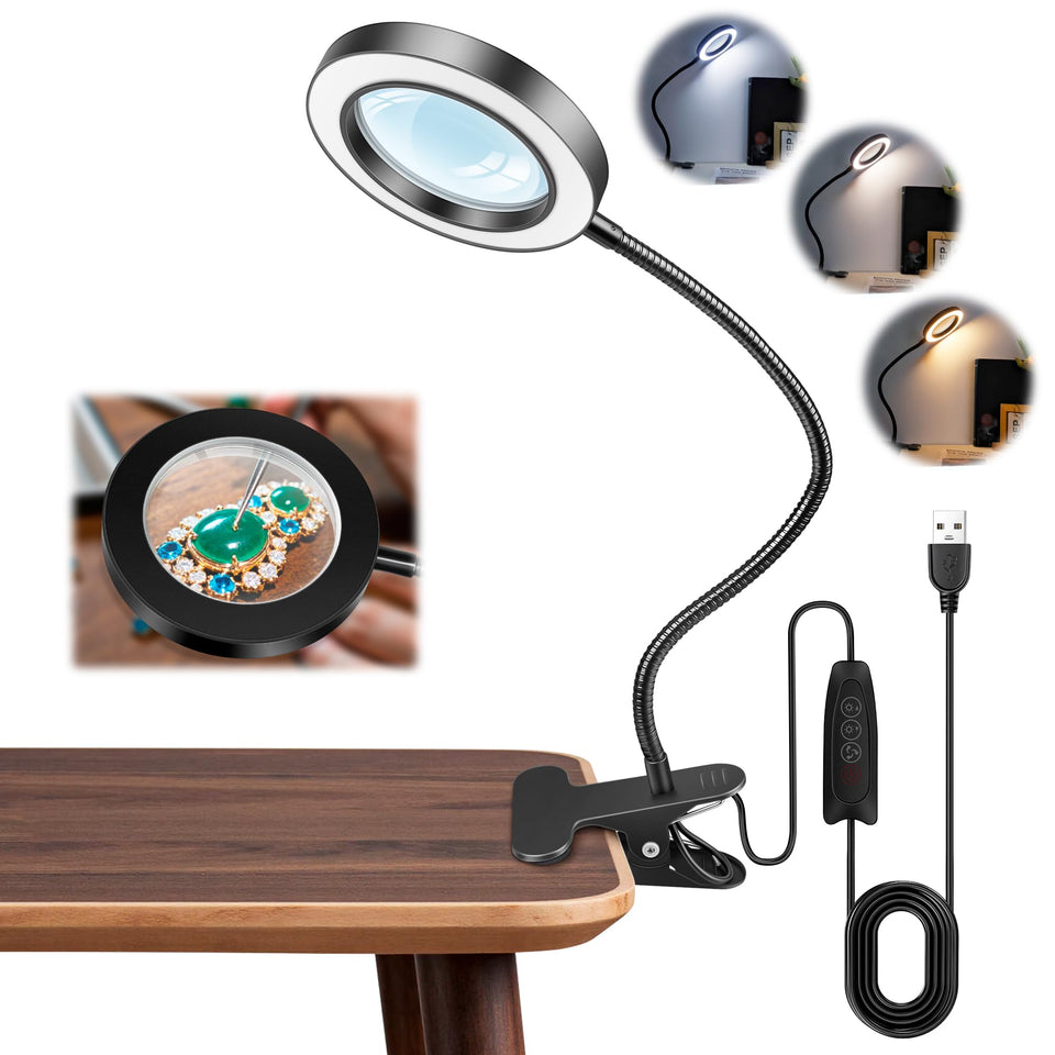 Akynite 10X magnifying glass with light lens close-up for detailed reading