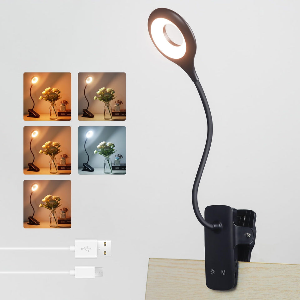 Akynite desk lamp clip-on light with 5-mode settings for versatile home lighting.