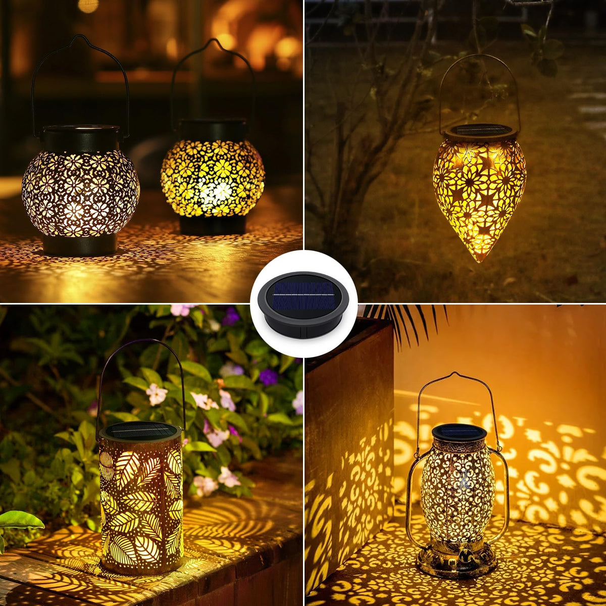 Akynite garden ambiance lantern panel adds warm glow to outdoor spaces.