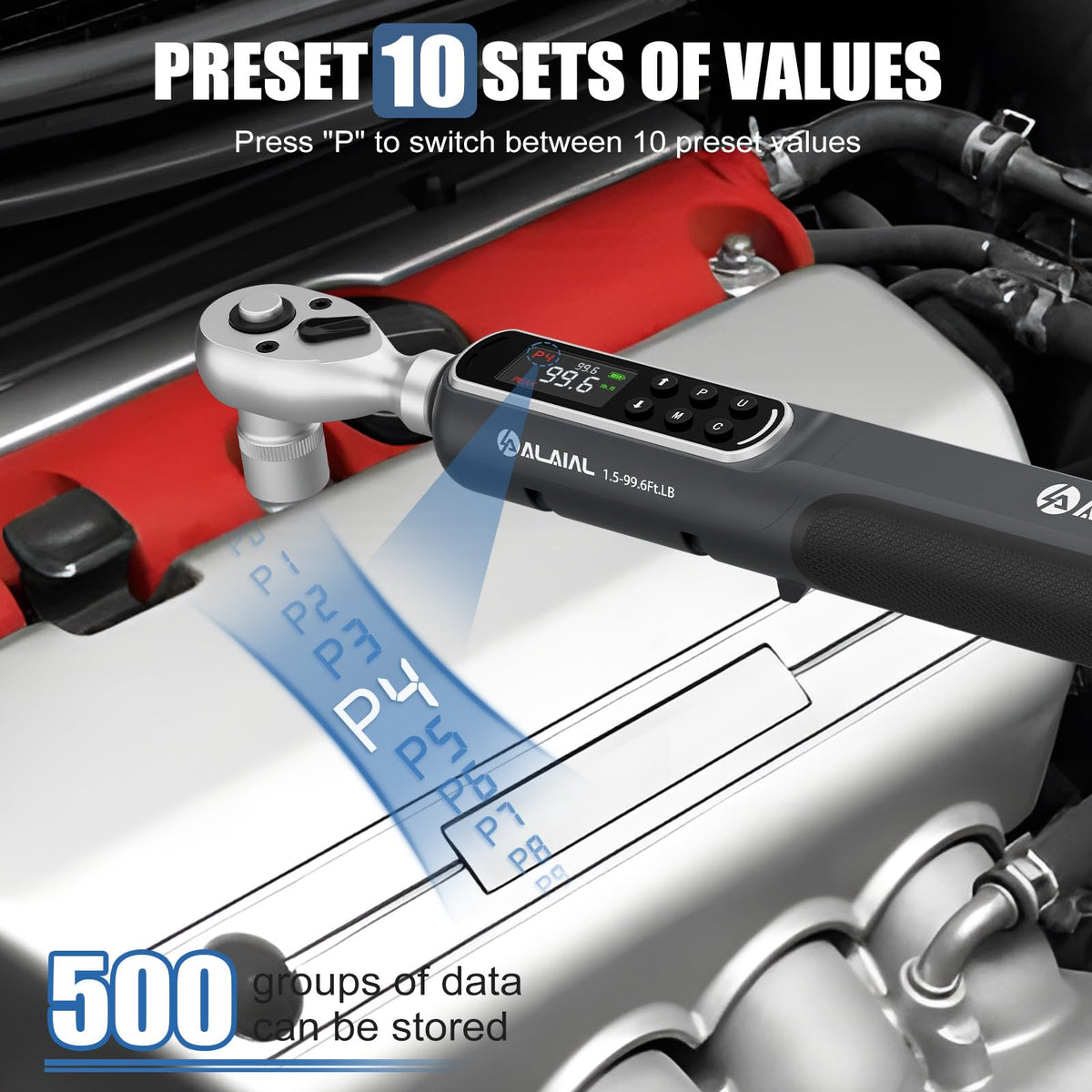 ALAIAL device stores up to 500 torque readings for data review.