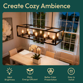 ALAMPEVER 2700K soft white LED bulb creates warm ambiance for bedrooms and dining areas.
