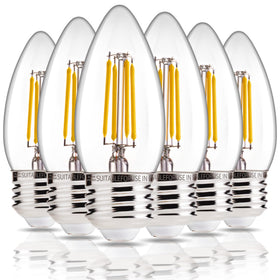ALAMPEVER 6-pack chandelier bulbs for living spaces with energy-efficient LED lighting.