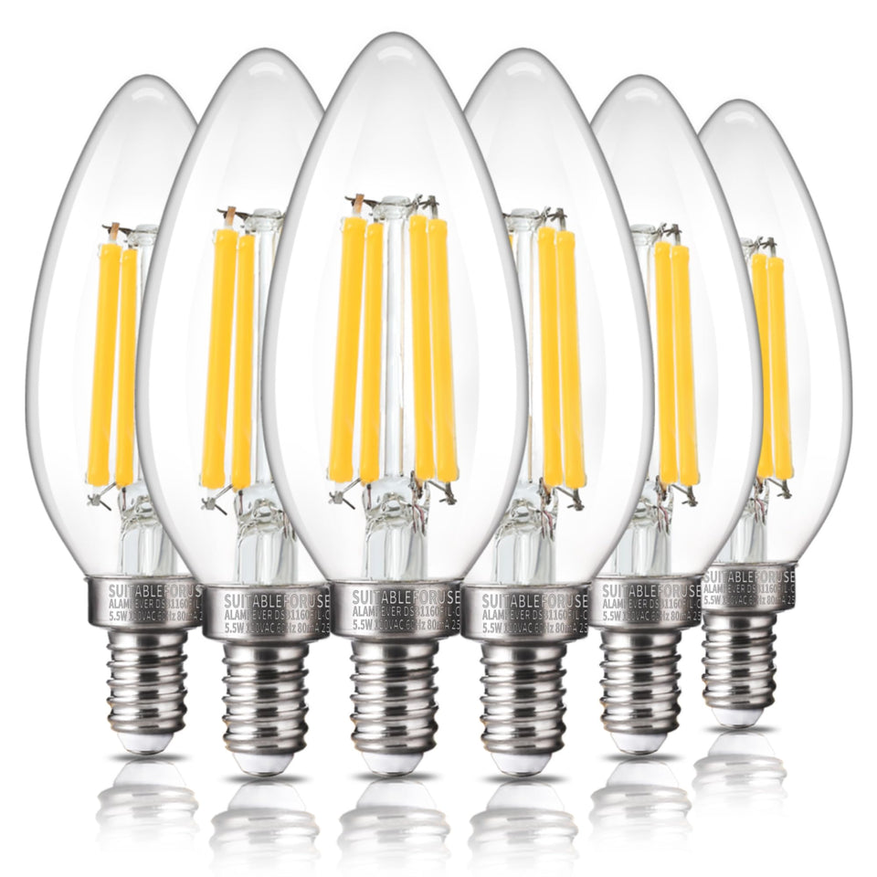 ALAMPEVER chandelier bulbs 800lm dimmable for brighter living room ambiance and energy efficiency.