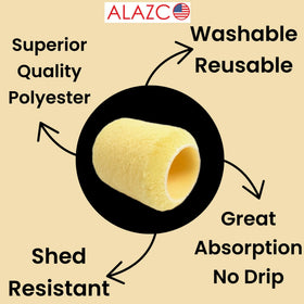 ALAZCO 3inch roller nap closeup reveals dense polyester fibers for better paint pickup.