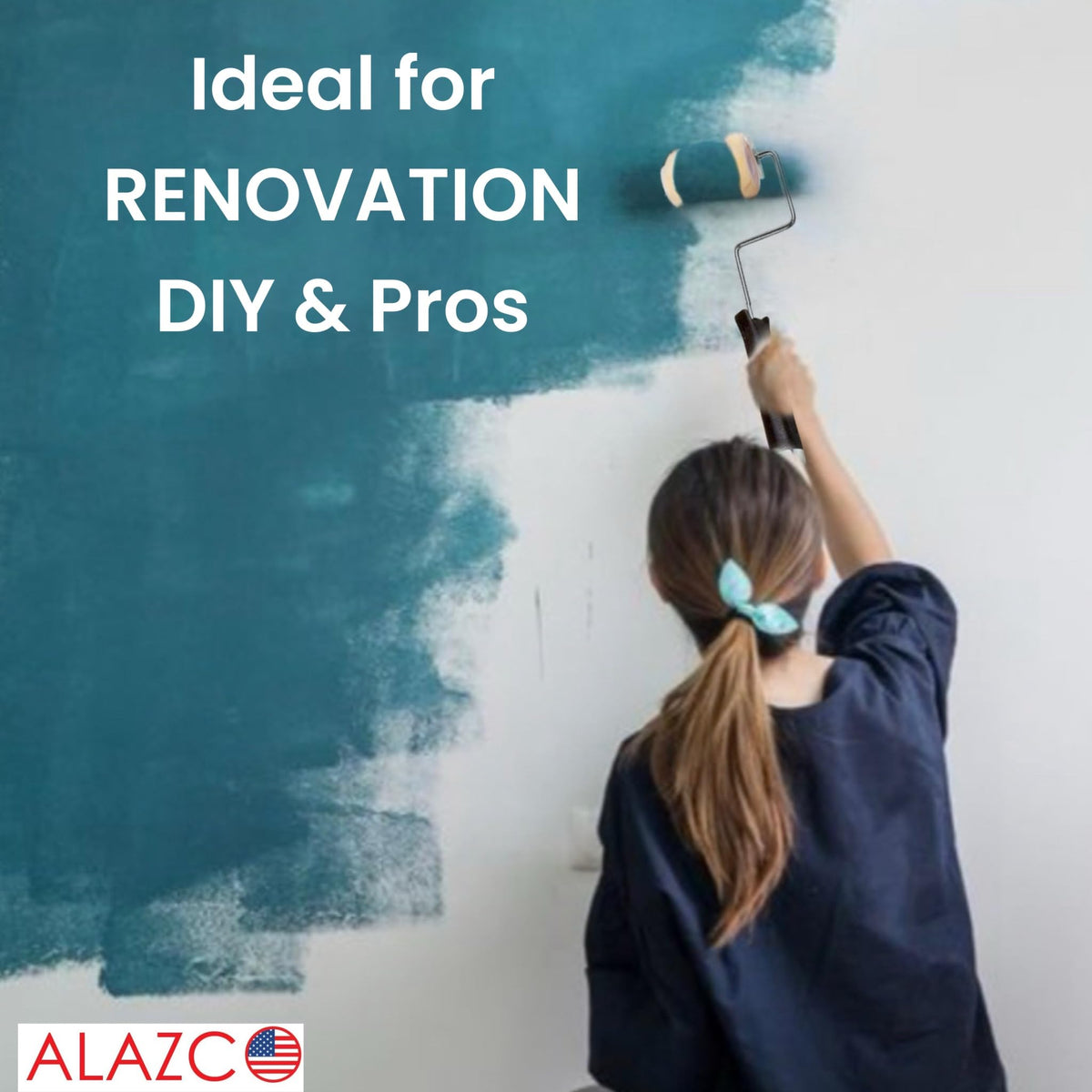 ALAZCO indoor outdoor usage roller in action on small surfaces.