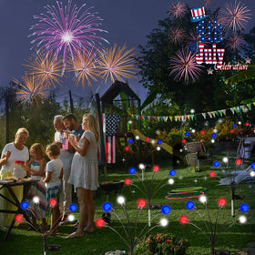 Albelt patriotic 36 LEDs firefly lights illuminate in red, white and blue.
