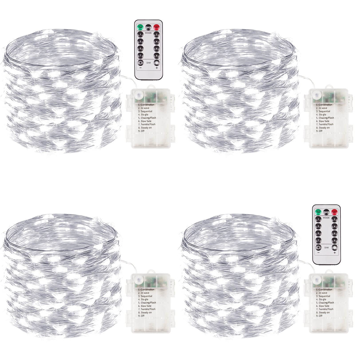 Albelt 4-pack 100 LED fairy lights with remote for versatile indoor outdoor decor.