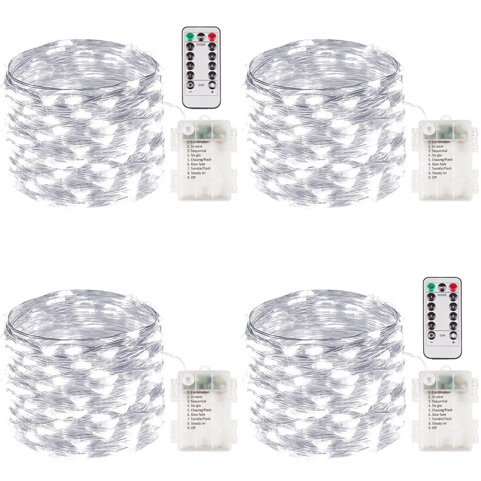 Albelt 4-pack 100 LED fairy lights with remote for versatile indoor outdoor decor.