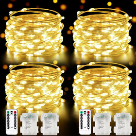 Albelt 4-pack 100 LED fairy lights with remote for versatile indoor/outdoor ambiance.
