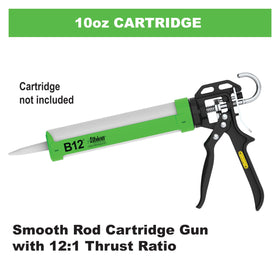 Albion B12 B-Line caulking gun side view, ergonomic grip for extended use.