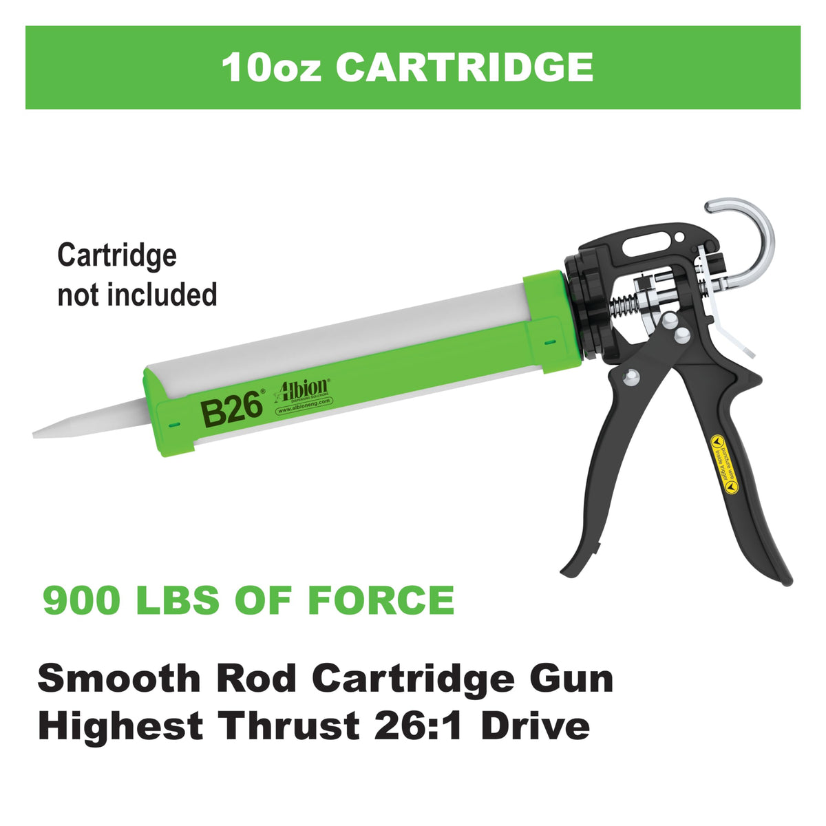 Albion B26 B-Line half-cradle carriage secures cartridges for steady, accurate application.