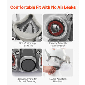 ALDZA Premium Respirator Kit adjustable straps for a secure fit.