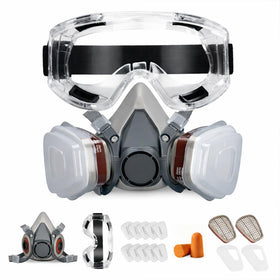 ALDZA Premium Respirator Kit half-face shield for protective painting tasks.