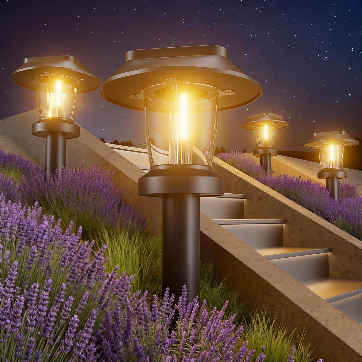ALEPOD solar pathway light close-up for driveway illumination and safety.