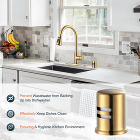ALEASHA brushed gold air gap cap close-up highlights corrosion-resistant brass construction.