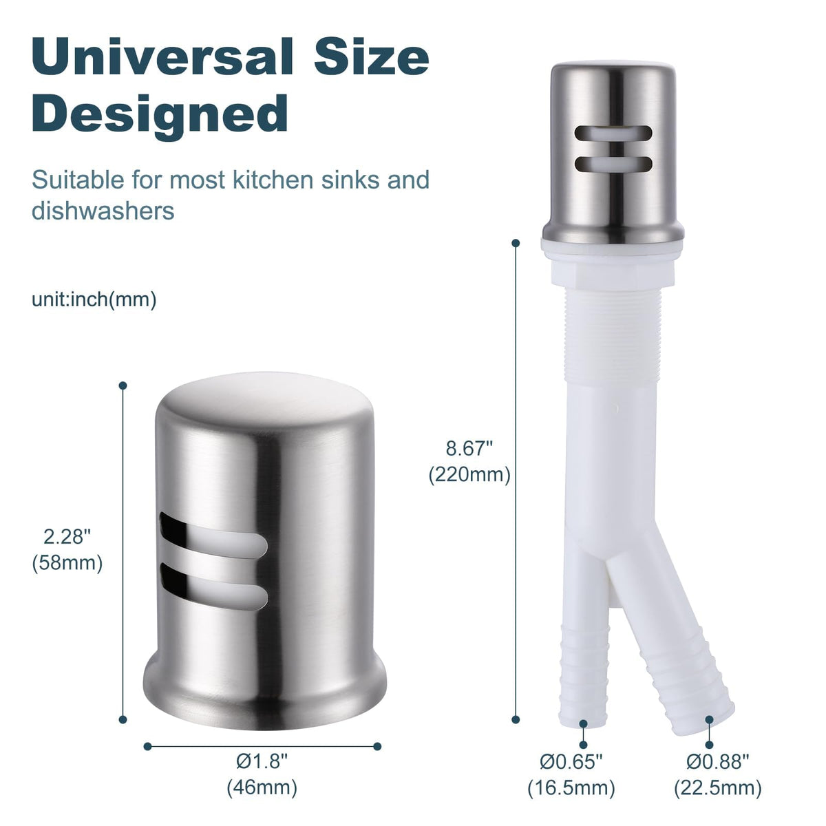 Brushed stainless Aleasha frame highlights elegance while minimizing moisture buildup near the gap.