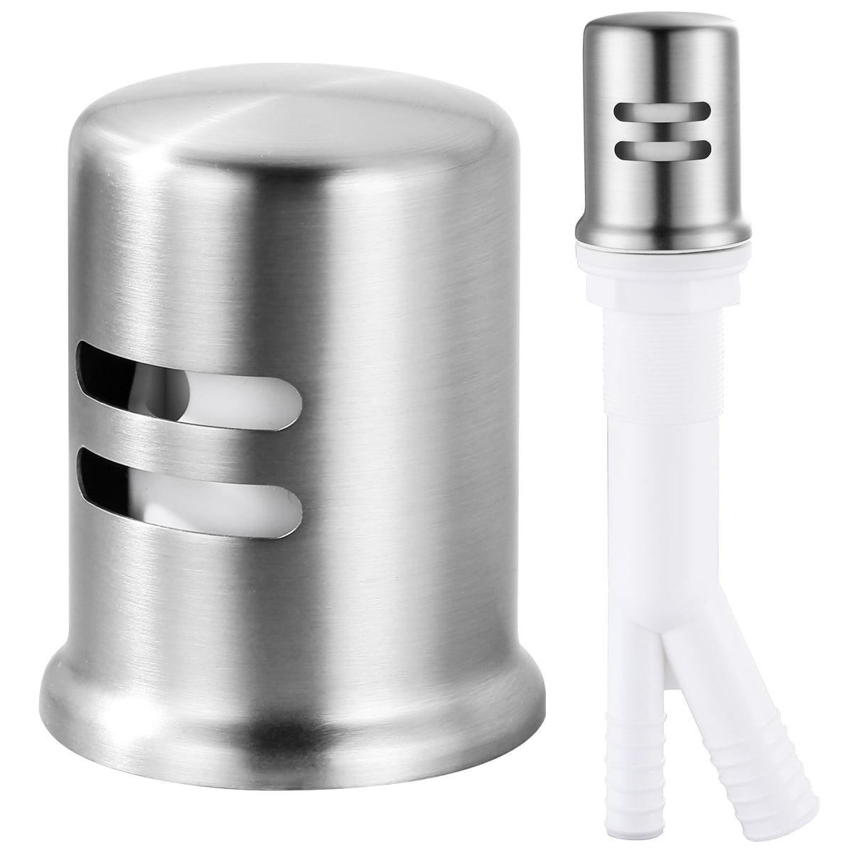 ALEASHA dishwasher air-gap cover front view in brushed nickel for a clean kitchen look.